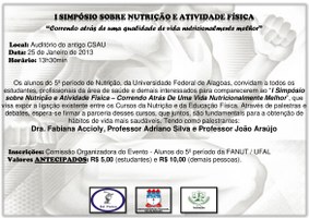 I Simpósio sobre Nutrição e Atividade Física “Correndo atrás de uma qualidade de vida nutricionalmente melhor”