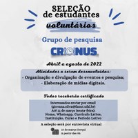 Seleção de estudantes voluntários - Grupo de Pesquisa Chronus